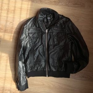 MURANO Men’s Faux Leather Bomber Jacket